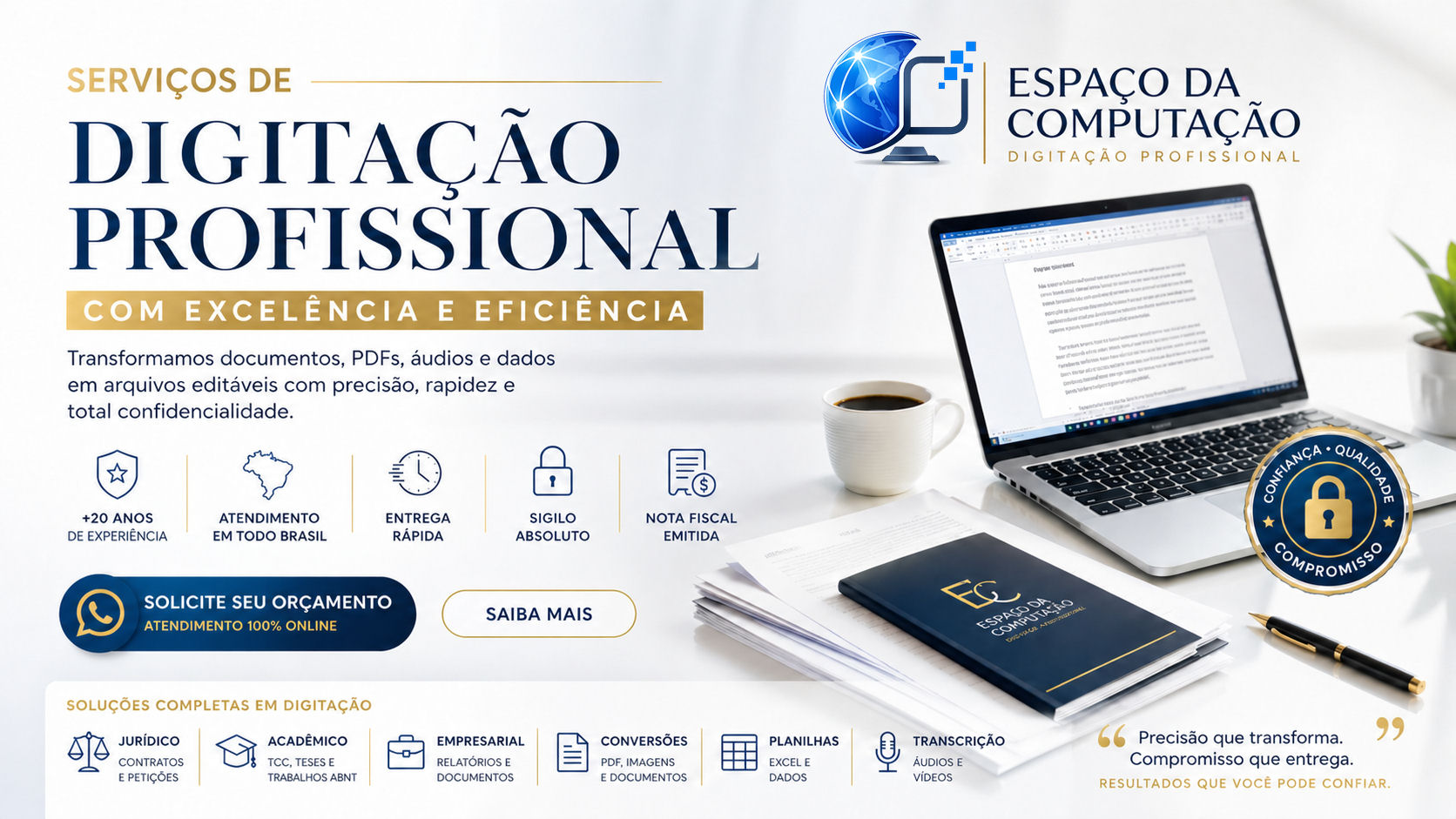 Serviços profissionais de digitação online para documentos, textos, planilhas e conteúdos digitais com qualidade, rapidez e atendimento em todo o Brasil